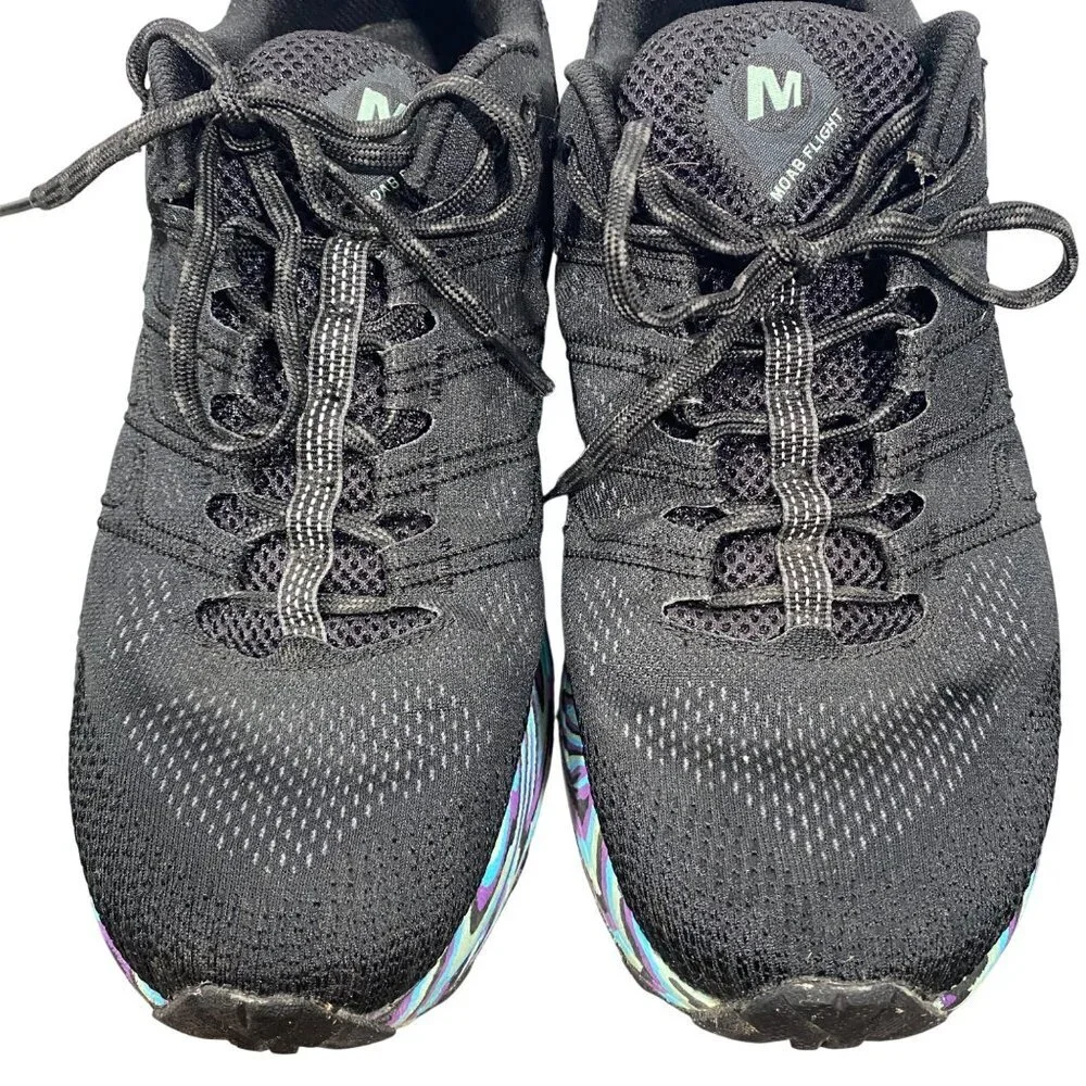 Merrell Moab flight trail Floatpro Running Shoes Black Marble Vibram Sole 8.5